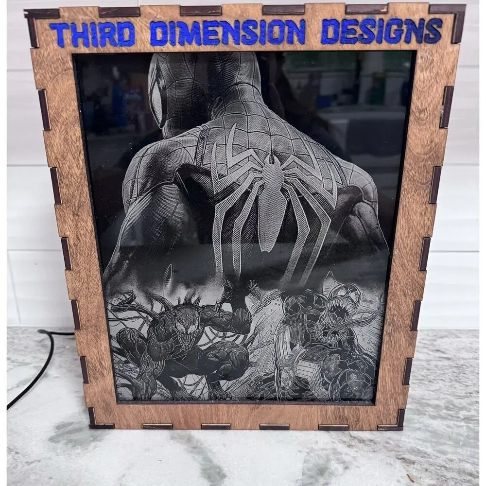 Custom Made Neon Lighted Color Changing Spider-Man Venom Wall/Standing Light Box - Picture 7 of 15
